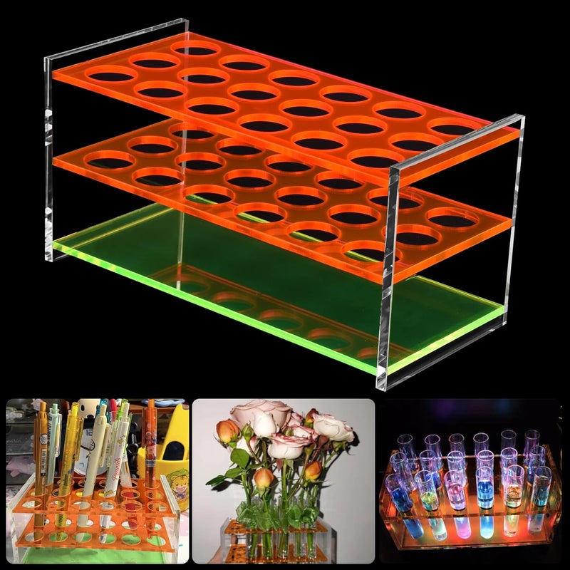 LabEdit Colorful Acrylic Test Tube Holder Rack with 17mm Wells for Test Tube Make up pens etc(Colorful, 17mm) - Image 2
